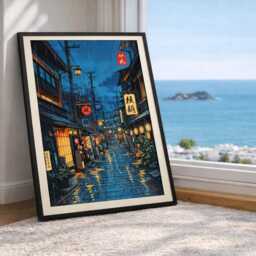 Tokyo Street Cafe Art Print, Anime Style, Modern Ukiyo-E - thumbnail 3