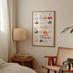 My Darling Love Print, Print Wall Art, Cherries Kitchen Prints, Home Decor, French Inspo, Unframed - thumbnail 2