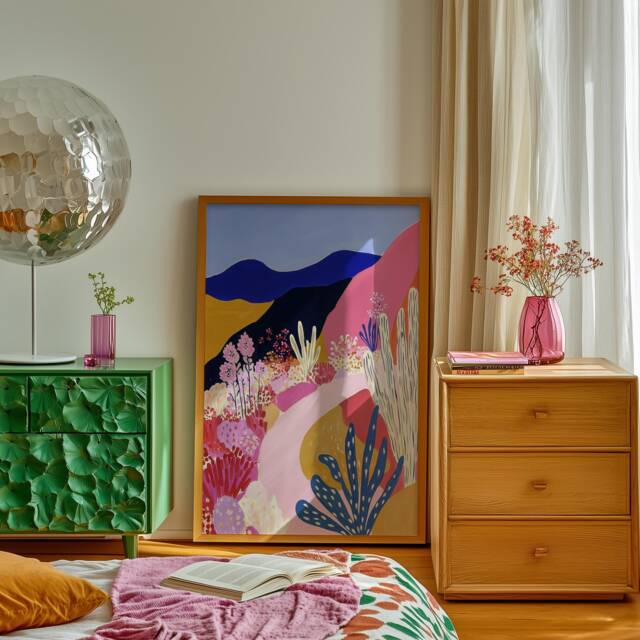 Floral Cowgirl Cactus Art Print Boho Western Desert Decor - image 1