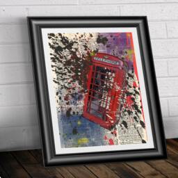 Red Phone Box Art Print Vintage Dictionary Page Wall - thumbnail 2