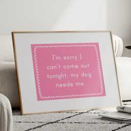 Dog Mum Introvert Print - Funny Girly Owner Print, Prints, Quote, Meme Preppy Art Prints - thumbnail 3