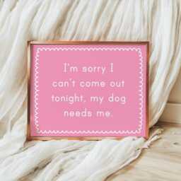 Dog Mum Introvert Print - Funny Girly Owner Print, Prints, Quote, Meme Preppy Art Prints - thumbnail 1
