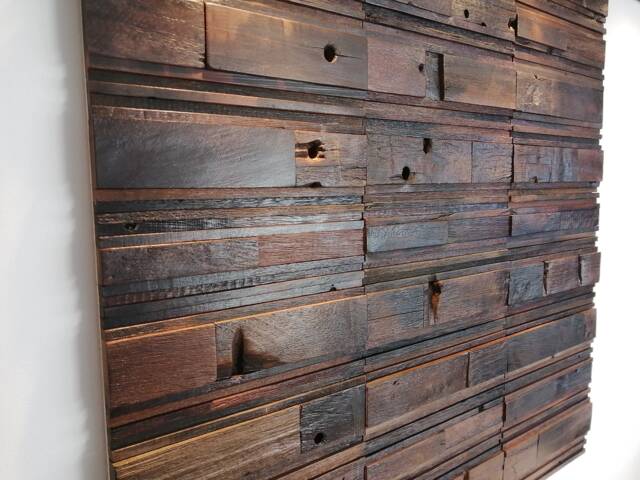 3D Reclaimed Wood Mosaic Wall Art Panels Handmade Decor - image 1