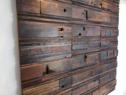 3D Reclaimed Wood Mosaic Wall Art Panels Handmade Decor - thumbnail 1