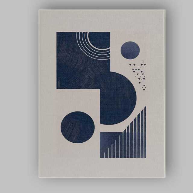 Minimalist Navy Blue Geometric Shapes Contemporary Abstract Canvas Wall Art Print Decor Picture Ready To Hang - image 1