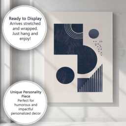 Minimalist Navy Blue Geometric Shapes Contemporary Abstract Canvas Wall Art Print Decor Picture Ready To Hang - thumbnail 3
