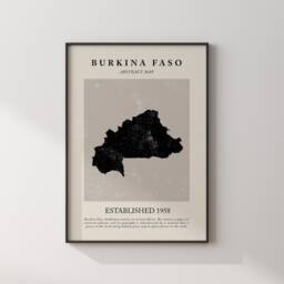 Burkina Faso Map Vintage Abstract Wall Art Print Picasso + Matisse Inspired Travel Poster - thumbnail 2