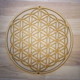 3D Wooden Flower Of Life Wall Art Large Geometric Plaque, Ready To Paint - thumbnail 1