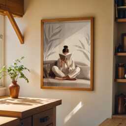Bookish Wall Art - Woman Sat On Sofa Reading Print Book Lover Poster Botanical Scandinavian - thumbnail 3