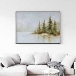 Forest Lake Poster, Green Landscape Wall Art, Water Reflection Print - thumbnail 3