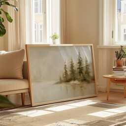Forest Lake Poster, Green Landscape Wall Art, Water Reflection Print - thumbnail 4