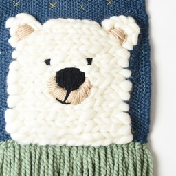 Boho Nursery Wall Hanging, Kids Room Decor, Colorful Woven Art, Tapestry, Polar Bear Baby Shower Gift - thumbnail 2
