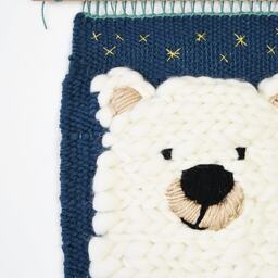 Boho Nursery Wall Hanging, Kids Room Decor, Colorful Woven Art, Tapestry, Polar Bear Baby Shower Gift - thumbnail 3