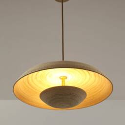 Mid Century Modern Lamps, Hanging Pendant Light, Home Decor, Kitchen Island Lighting Eclipse Beige & White - thumbnail 3