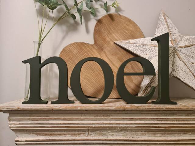 Christmas Wooden Noel Letters Dark Green Holiday Decor - image 1