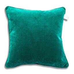 Hand Embroidered Wool Cushion, Teal Geometric Pillow Cover, Velvet Back - thumbnail 2