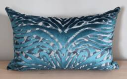 Christian Lacroix Designers Guild Soft Pantigre Turquoise Fabric & Omega Velvet Cushion Cover 35x55cm - thumbnail 1