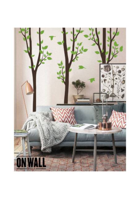 3-Piece Tree Wall Decal Set With Birds - Large Tree Wall Sticker Set Of Three Trees Nature-Inspired Vinyl Art For Home Decor K023 - image 1