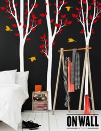 3-Piece Tree Wall Decal Set With Birds - Large Tree Wall Sticker Set Of Three Trees Nature-Inspired Vinyl Art For Home Decor K023 - thumbnail 3