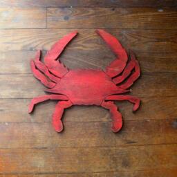 Crab Wall Decor Wooden Coastal Wood Art Nautical Blue Maryland Sign - thumbnail 2