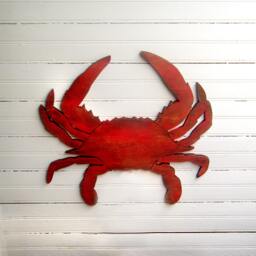 Crab Wall Decor Wooden Coastal Wood Art Nautical Blue Maryland Sign - thumbnail 3
