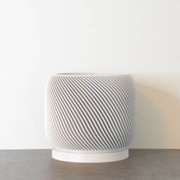 "Sierra Planter With Drainage & Saucer in White, Unique 3D-Printed Plant Pot, Small To Large Sizes 4"" 5"" 6"" 7"" 8" - thumbnail 3