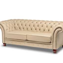 Chesterfield Three Seater Belmont Sofa Pebble Leather - thumbnail 3