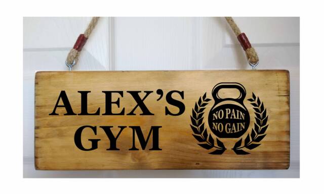 Personalised Gym Sign, No Pain Gain Wall Custom Kettlebell Home Decor, Fitness Room Sign - image 1