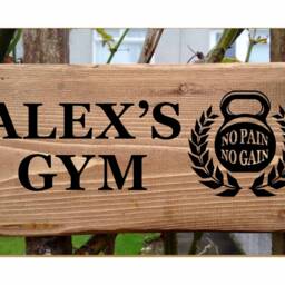 Personalised Gym Sign, No Pain Gain Wall Custom Kettlebell Home Decor, Fitness Room Sign - thumbnail 2