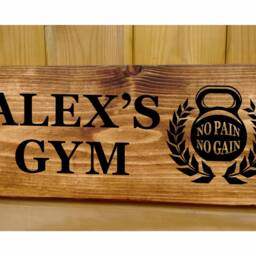 Personalised Gym Sign, No Pain Gain Wall Custom Kettlebell Home Decor, Fitness Room Sign - thumbnail 3