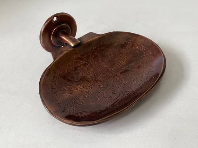 Hand Engraved Copper Wall Mounted Soap Dish, Handmade Holder , Handcrafted Shower Free Shipping - image 1
