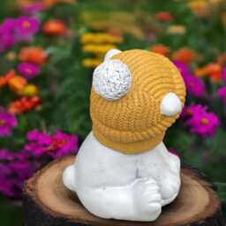 Winter Bear Statue Concrete Teddy Figurine Stone Christmas Animal Decoration Handmade Sculpture Ornament Gift - thumbnail 4