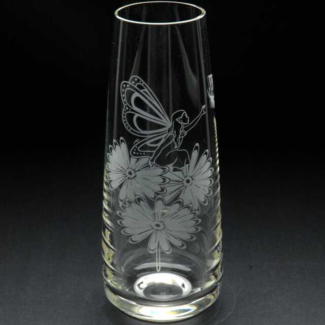 Fairy & Butterfly Glass Bud Vase - Etched Engraved Glassware Home Bar Decor - image 1