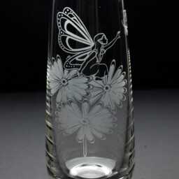 Fairy & Butterfly Glass Bud Vase - Etched Engraved Glassware Home Bar Decor - thumbnail 3
