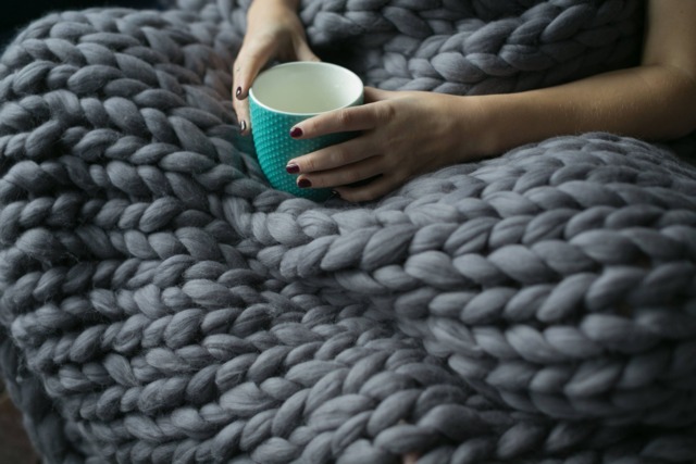 Handmade Chunky Knit Merino Wool Blanket, Giant Afghan Throw - image 1