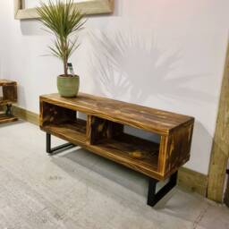 Rustic Industrial Tv Stand Media Console - Handmade Steel Wood Entertainment Unit Bespoke UK Furniture