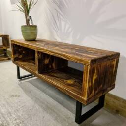 Rustic Industrial Tv Stand Media Console - Handmade Steel Wood Entertainment Unit Bespoke UK Furniture - thumbnail 2