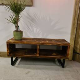 Rustic Industrial Tv Stand Media Console - Handmade Steel Wood Entertainment Unit Bespoke UK Furniture - thumbnail 3