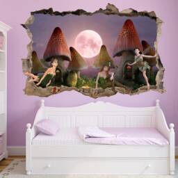 Nursery Fairy Wall Stickers - Watercolor Fairy Girls & Mushroom Decals, Removable Wall Art For Baby Girls Room Decor