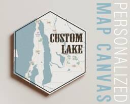 Custom Map, Hexagon Lake House Art, Canvas, Travel Collection, Wanderlust, Map Of Hometown, Nautical Decor, Wall Art - thumbnail 1