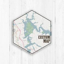 Custom Map, Hexagon Lake House Art, Canvas, Travel Collection, Wanderlust, Map Of Hometown, Nautical Decor, Wall Art - thumbnail 2