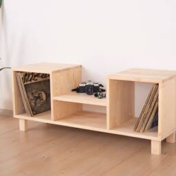 Turntable Stand, Vinyl Record Storage, Japandi Furniture - Kort - thumbnail 3