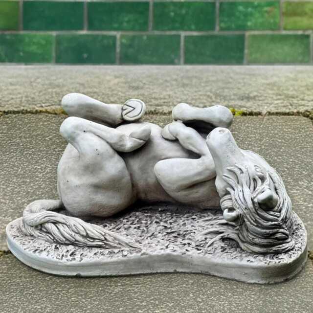 Lying Horse Statue Cement Figurine Relaxed Sculpture Farm Animal Decor Concrete Ornament Horse Art Lover Gift - image 1