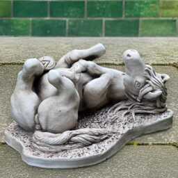 Lying Horse Statue Cement Figurine Relaxed Sculpture Farm Animal Decor Concrete Ornament Horse Art Lover Gift - thumbnail 3