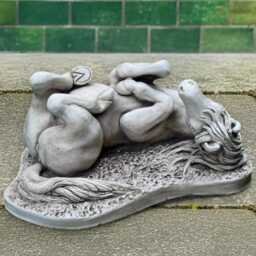 Lying Horse Statue Cement Figurine Relaxed Sculpture Farm Animal Decor Concrete Ornament Horse Art Lover Gift - thumbnail 4