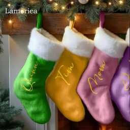 Personalized Christmas Stocking, Family Matching Xmas Holiday Name Sock, Red Stocking - thumbnail 3