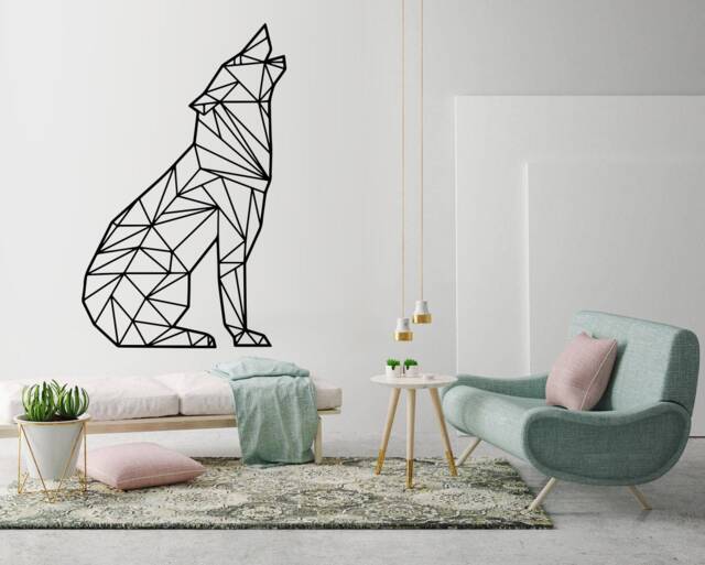 Geometric Wolf Wall Decal Animal Outline Art - image 1