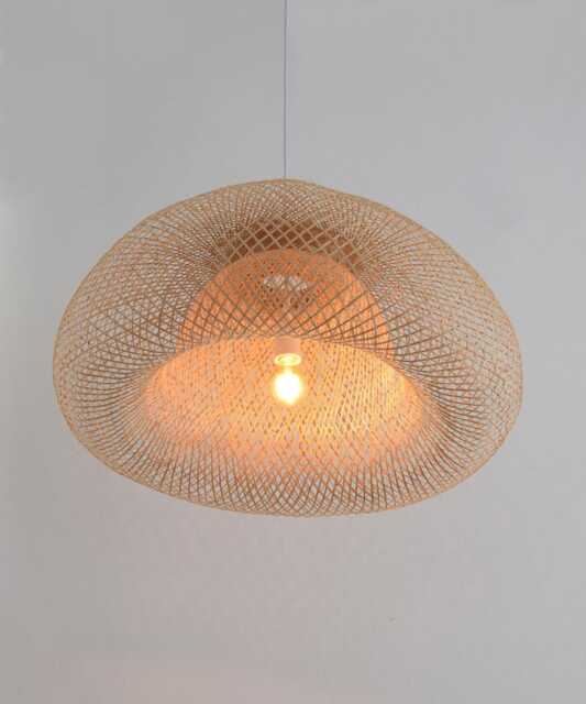 Woven Bamboo Pendant Light Lampshade Handmade Wooden Lamp Hanging Repurposed Fishing Trap Basket Restaurant Wedding Lighting Natural Rustic - image 1