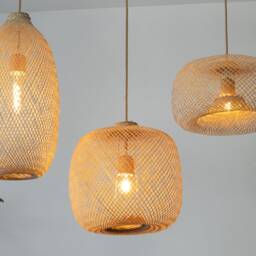 Woven Bamboo Pendant Light Lampshade Handmade Wooden Lamp Hanging Repurposed Fishing Trap Basket Restaurant Wedding Lighting Natural Rustic - thumbnail 3