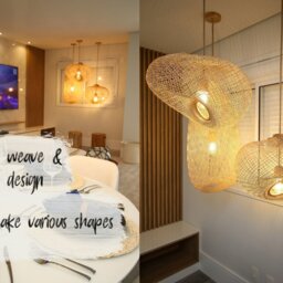 Woven Bamboo Pendant Light Lampshade Handmade Wooden Lamp Hanging Repurposed Fishing Trap Basket Restaurant Wedding Lighting Natural Rustic - thumbnail 2